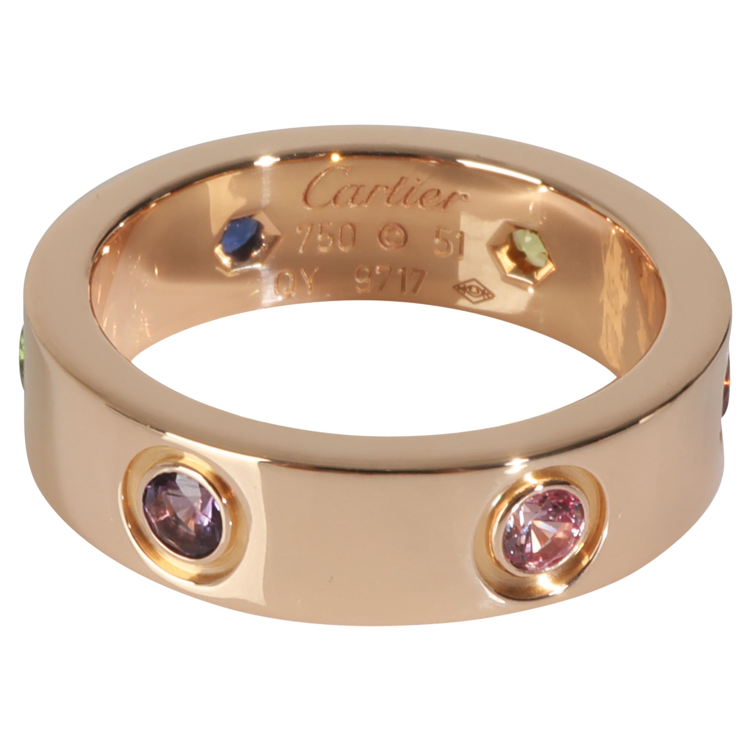 Cartier Rose Gold  Rainbow Gemstone Love Ring