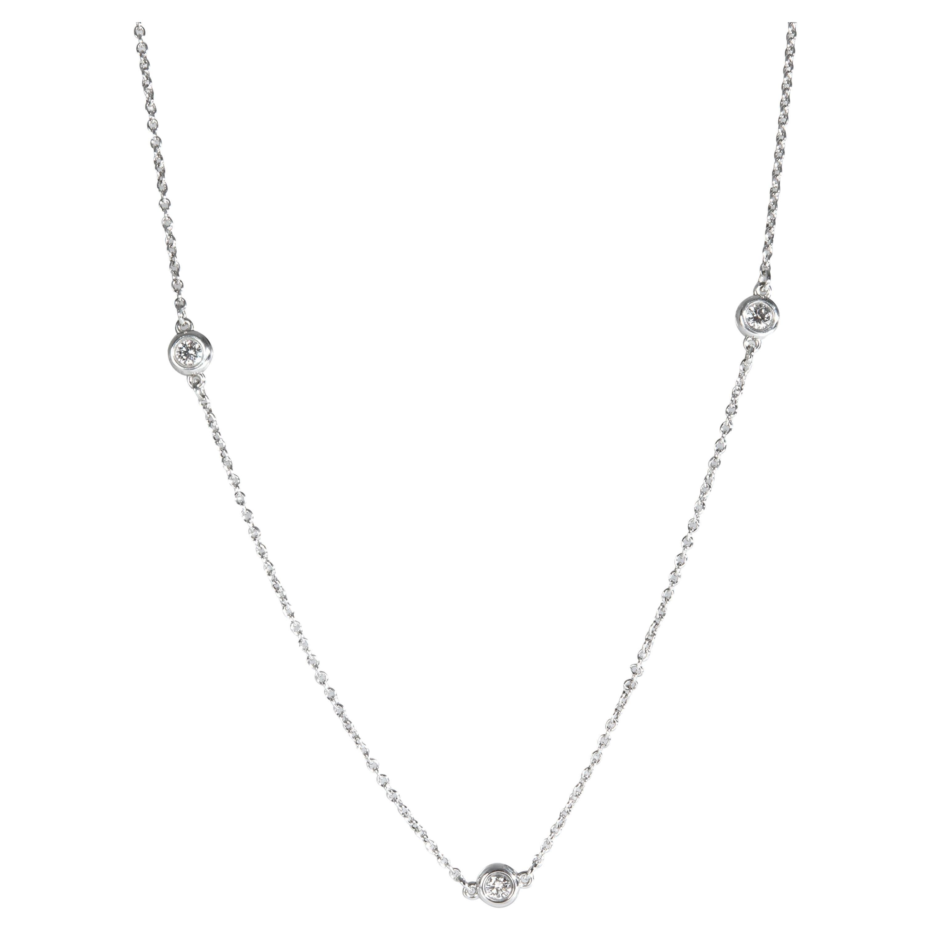 Tiffany & Co. Sterling Silver  Elsa Peretti Diamond By The Yard Necklace