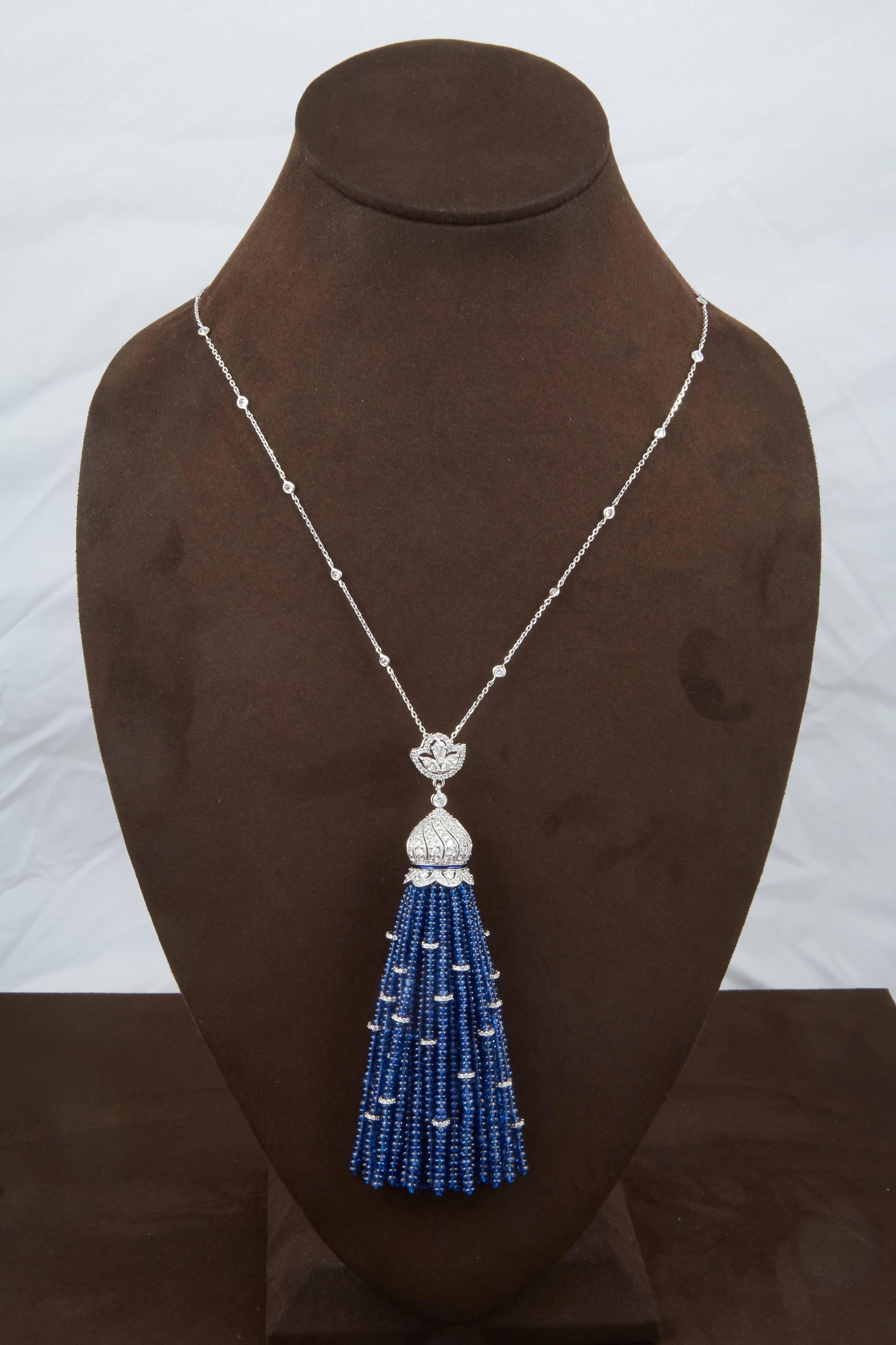Important Sapphire Diamond Tassel Necklace In New Condition In New York, NY