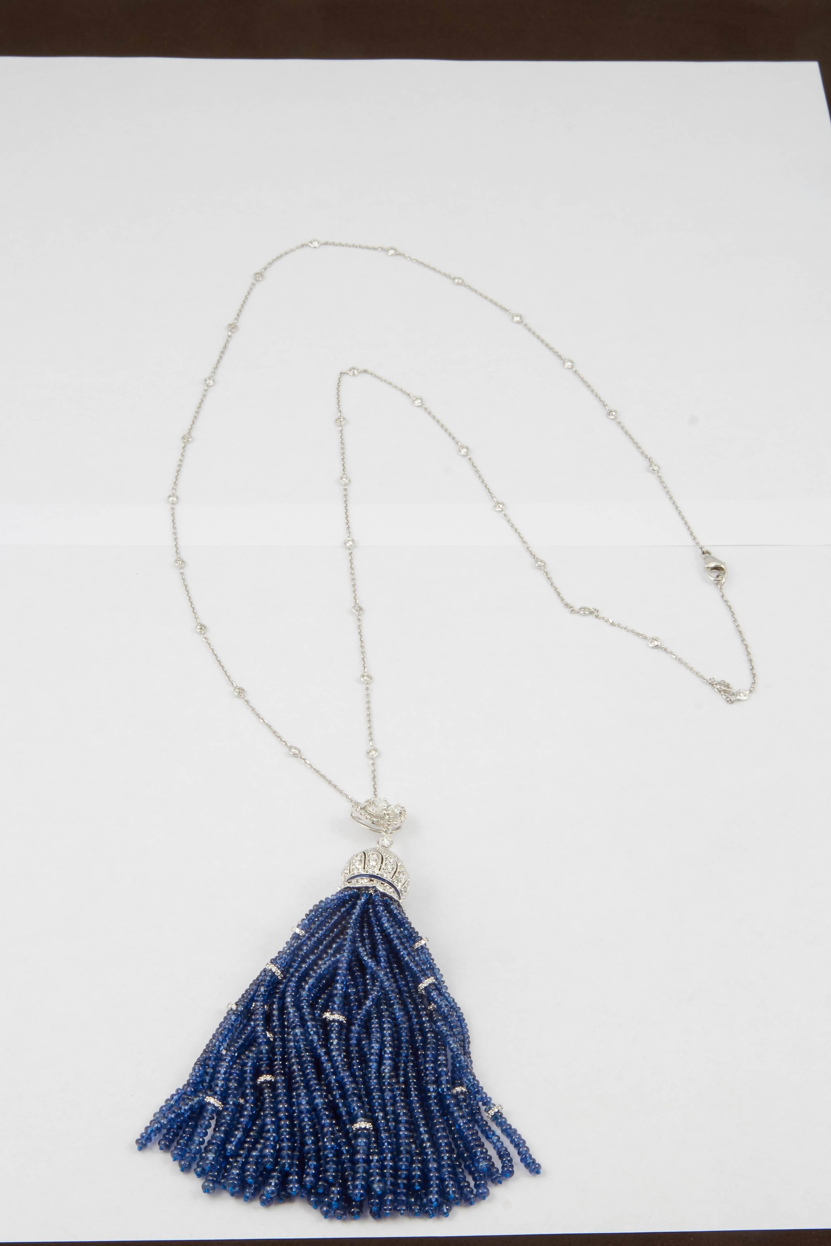 Women's Important Sapphire Diamond Tassel Necklace