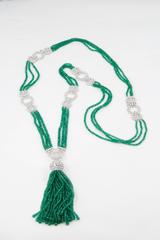 Unique Green Emerald and Diamond Tassel Necklace