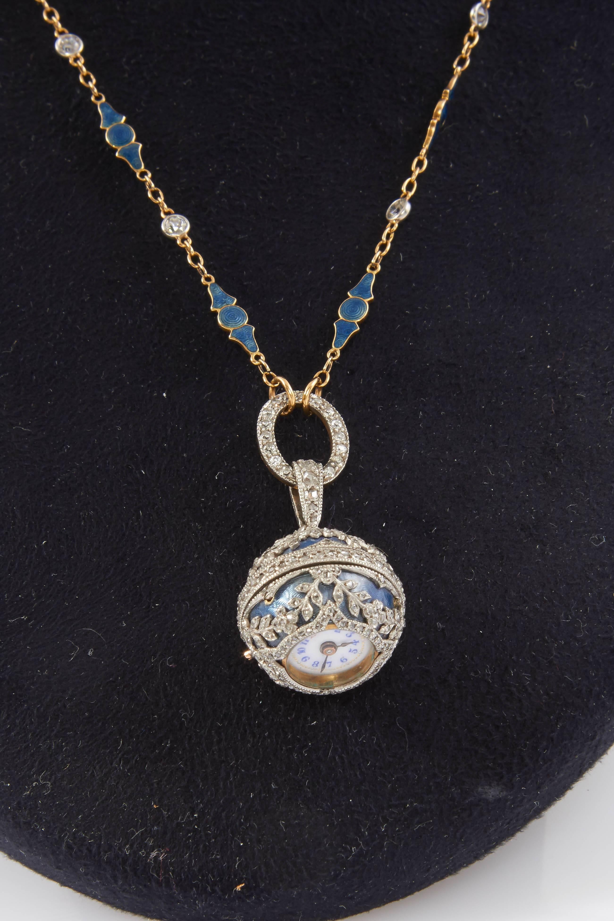 Edwardian Ball Watch Gold Necklace 6