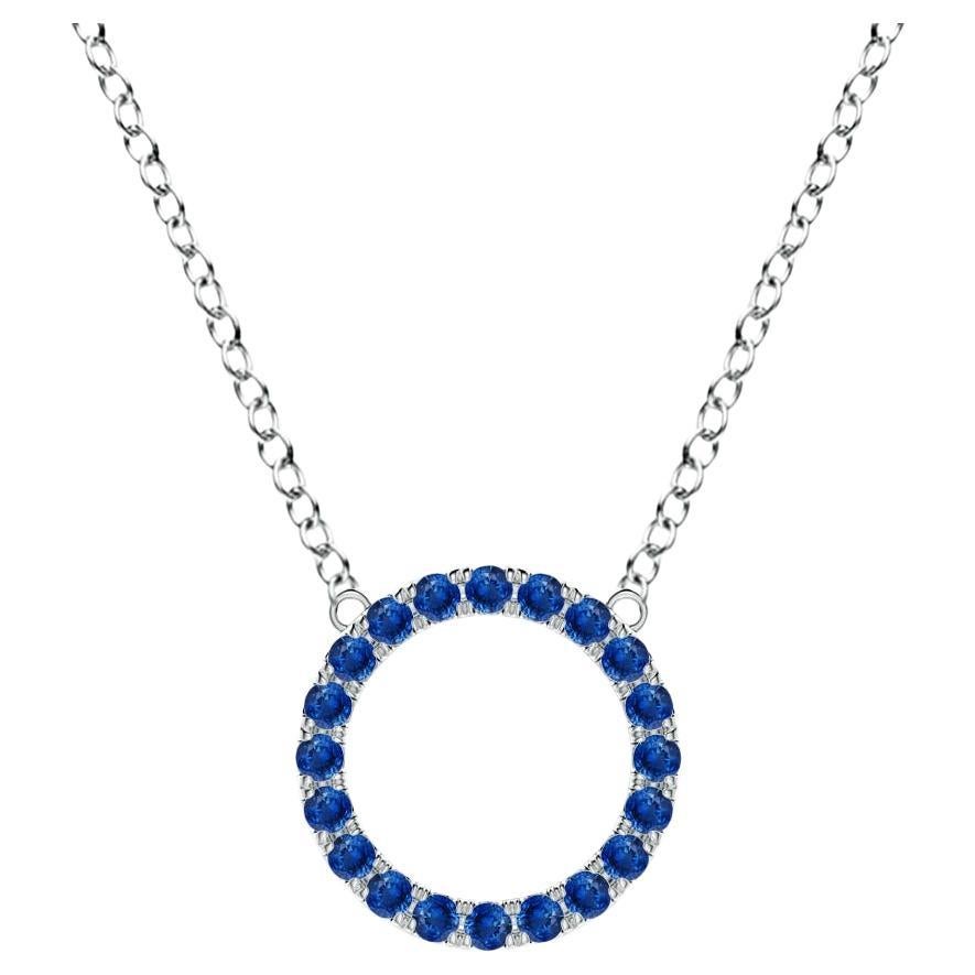 Angara 0.4ct Blue Sapphire Open Circle Pendant Necklace in Platinum For Sale