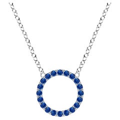 Angara 0.4ct Blue Sapphire Open Circle Pendant Necklace in Platinum