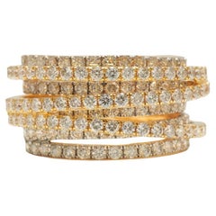 Wide Band Spiral Diamond Ring in 14K Solid Gold (Certified)