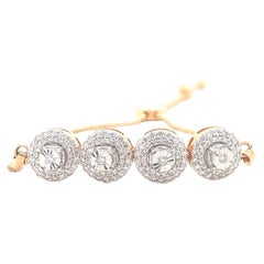 Diamond Circles Bolo Bracelet with Illusion set in 14K Solid Gold (Certified)