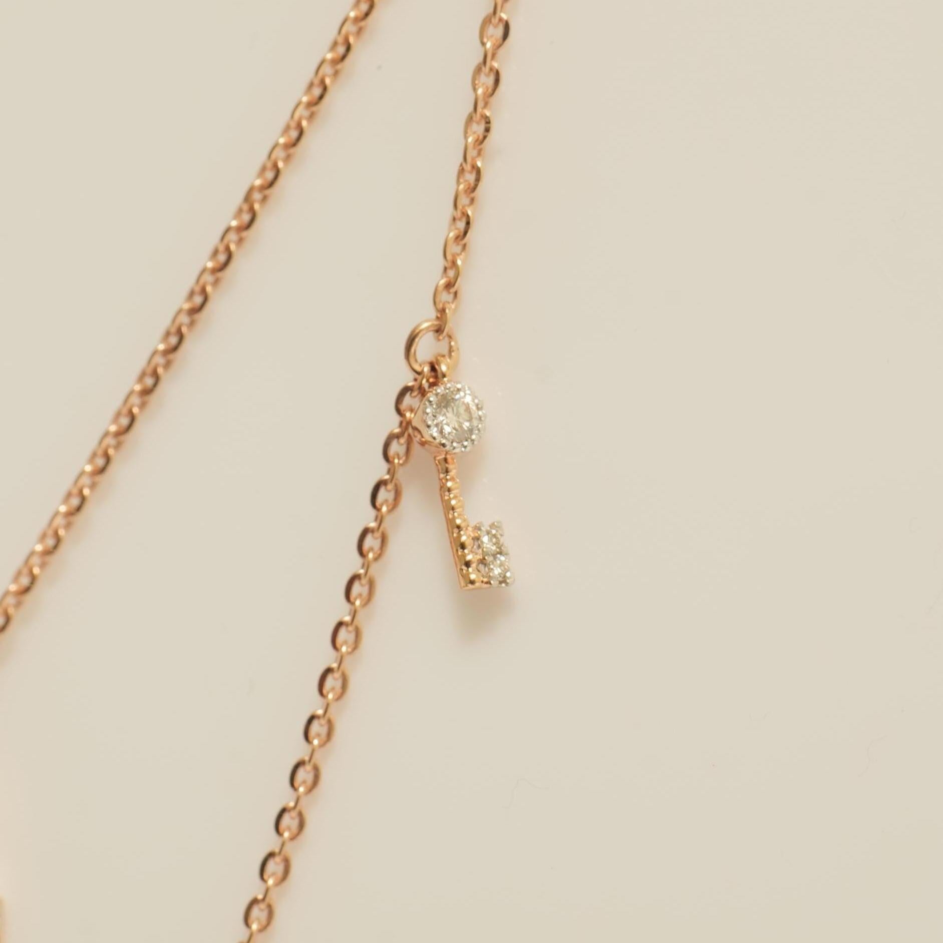 De las mujeres Collar de diamantes Lock & Key de oro macizo de 14k (certificado) en venta