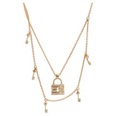 Lock 
Key Diamond Necklace in 14k Solid Gold (Certified)