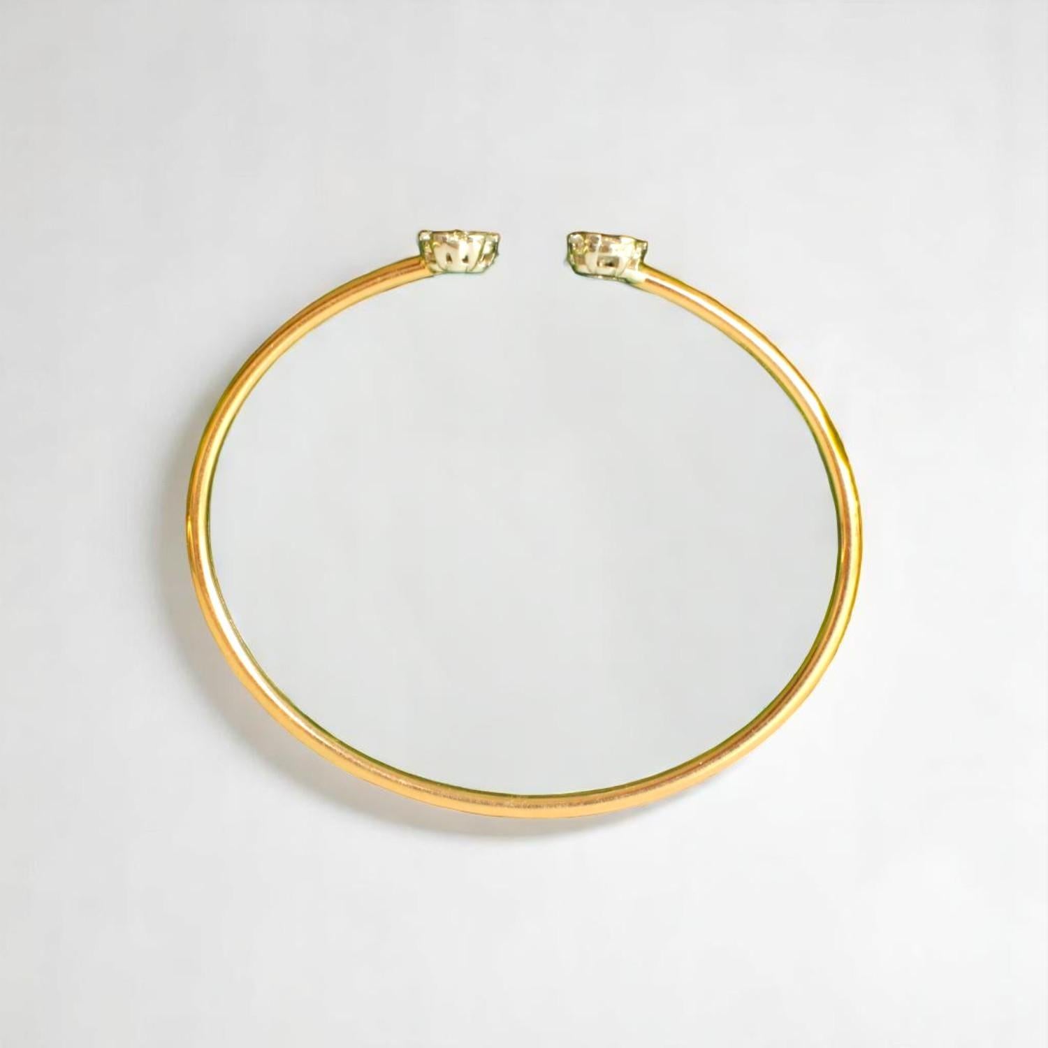 Bracelet manchette ouvert en or massif 14K avec fleurs et diamants (certifié) Pour femmes en vente