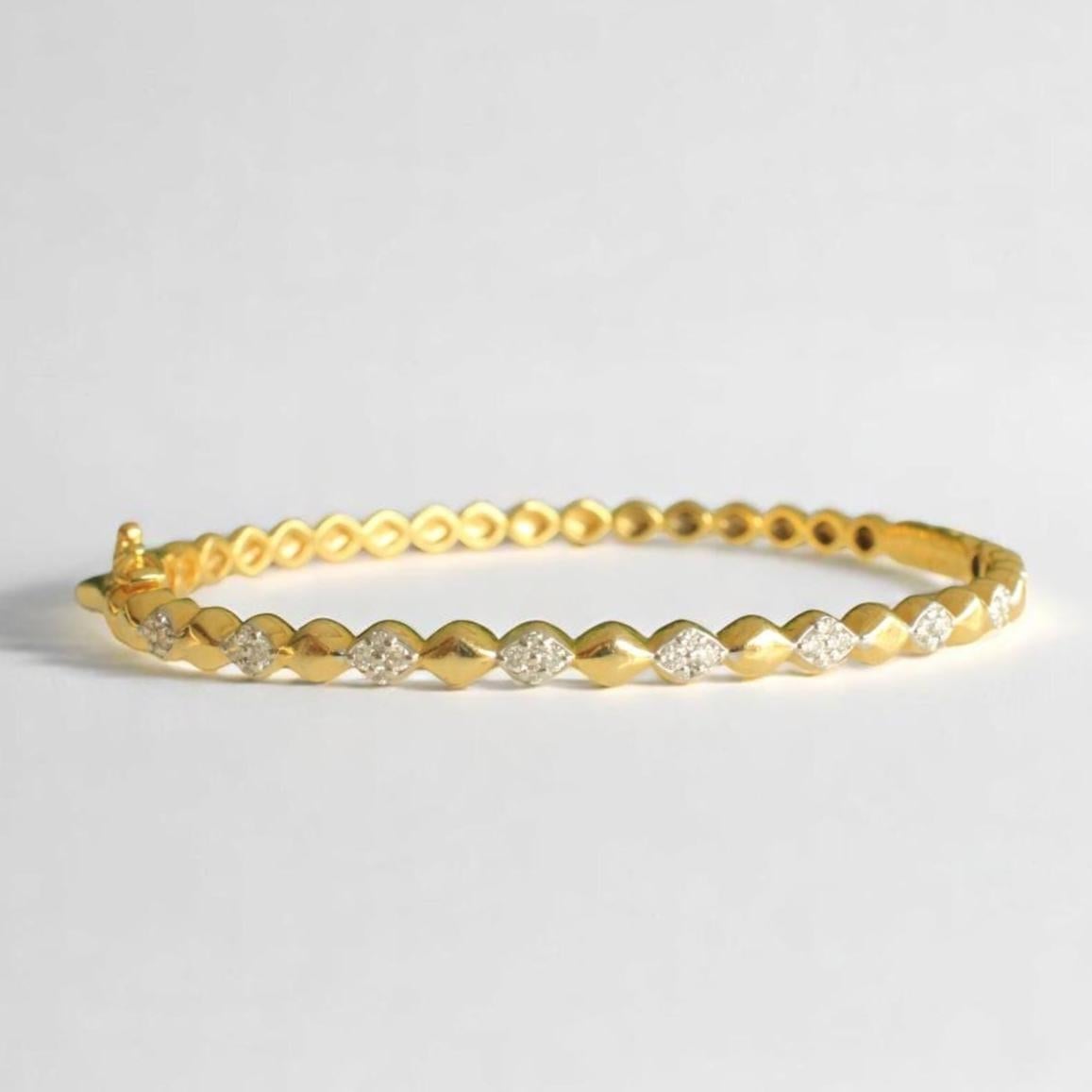 Women's Bubble Drop design bangle bracelet in 14k Solid Gold (Certified) For Sale