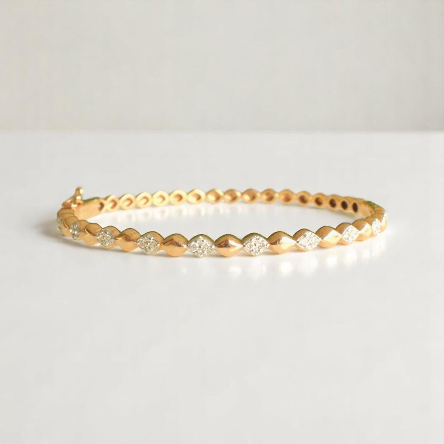 Bubble Drop design bangle bracelet in 14k Solid Gold (Certified) For Sale 3