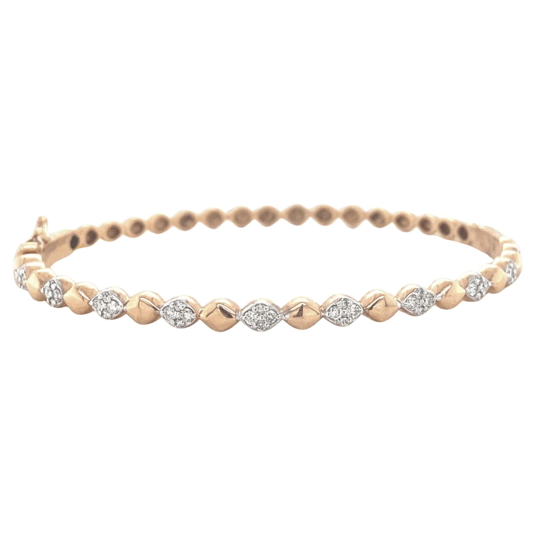 Bubble Drop Natural Diamond Bangle bracelet in 14k Solid Gold (Certified) For Sale