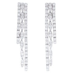 Waterfall Natural Diamond Dangle Earrings in 14K Solid Gold (Certified)