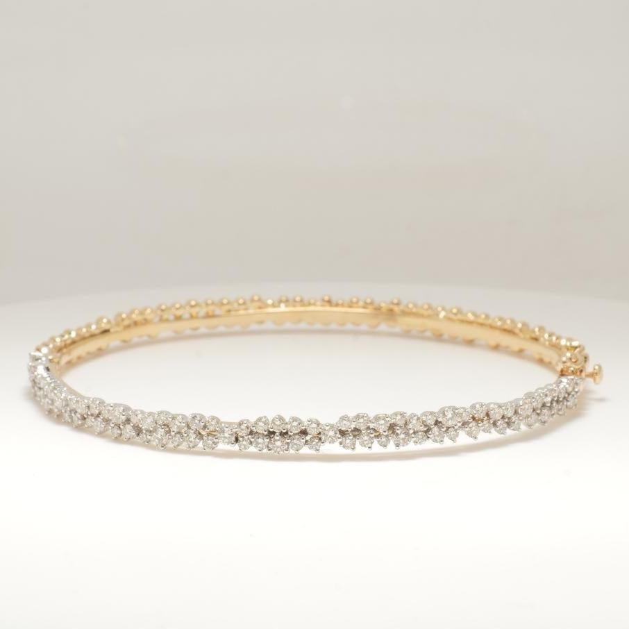 Bracelet d'affirmation en or massif 14K avec diamants en grappe (certifié)