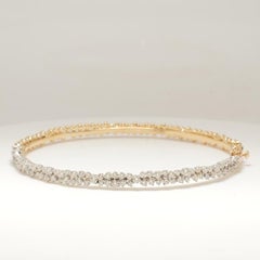 Bracelet d'affirmation en or massif 14K avec diamants en grappe (certifié)