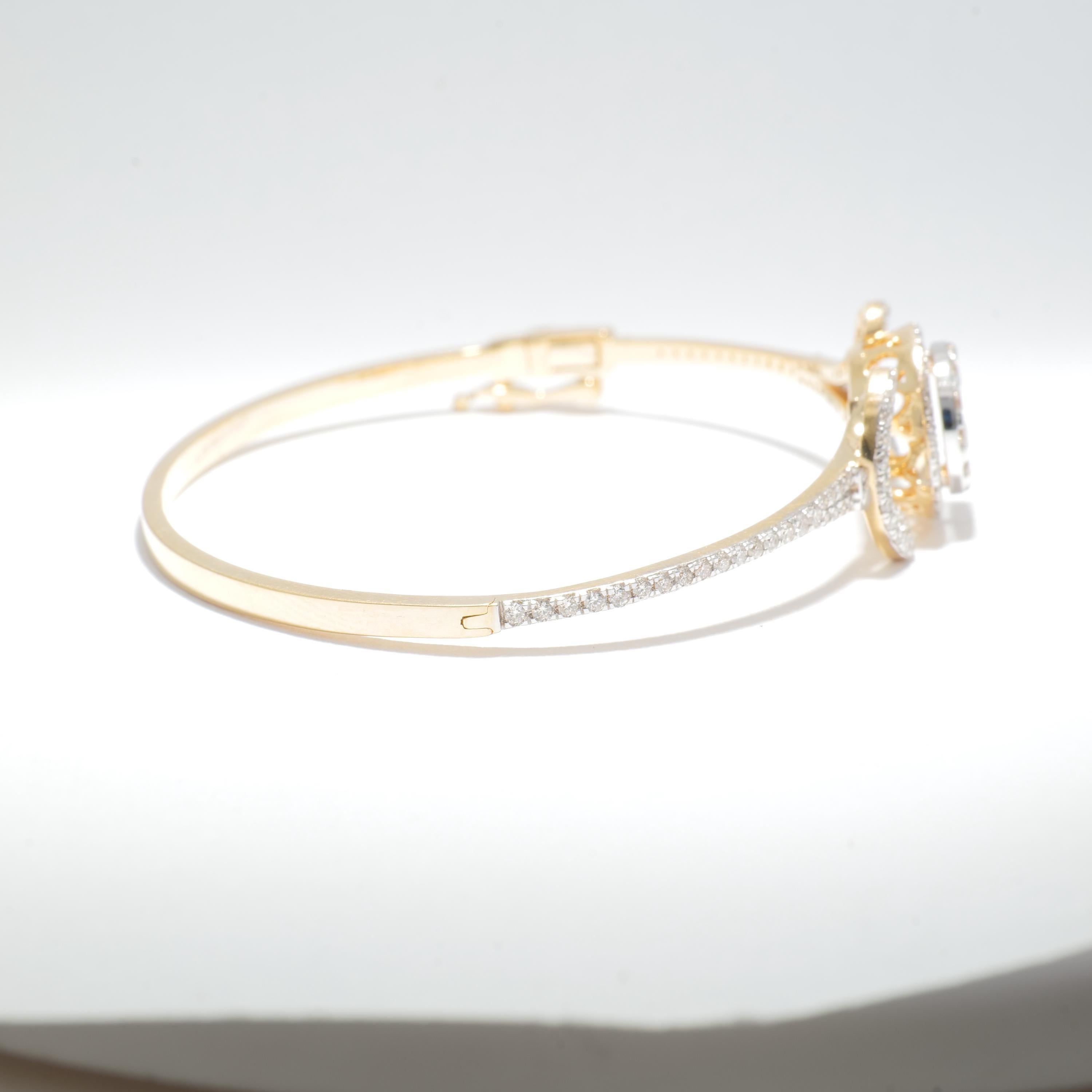 De las mujeres Pulsera Disco Flor de Diamantes en Oro Macizo de 14 K (Certificado) en venta