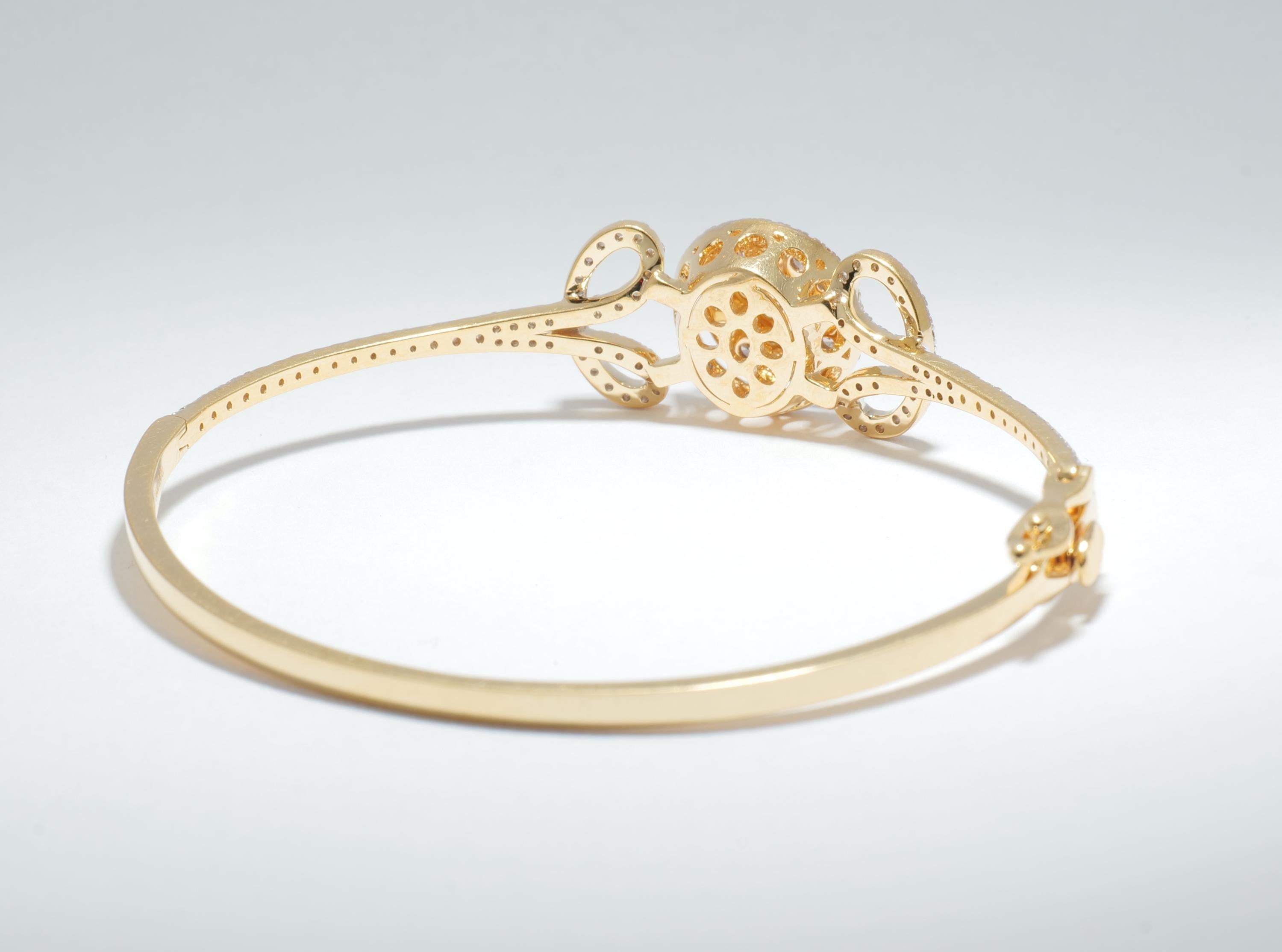 Pulsera Disco Flor de Diamantes en Oro Macizo de 14 K (Certificado) en venta 2