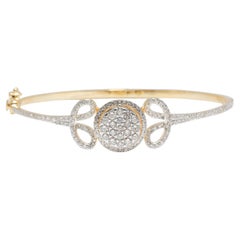 Flower Disc Diamond Statement Bracelet in 14K Solid Gold (Certified)