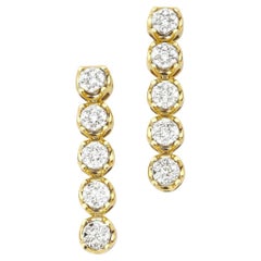 Illusion Set Natural Diamond String Earrings in 14k Solid Gold (Certified)