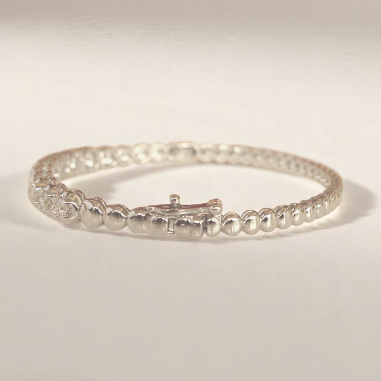 De las mujeres Pulsera apilable con diamante solitario en oro macizo de 14 quilates (certificado) en venta
