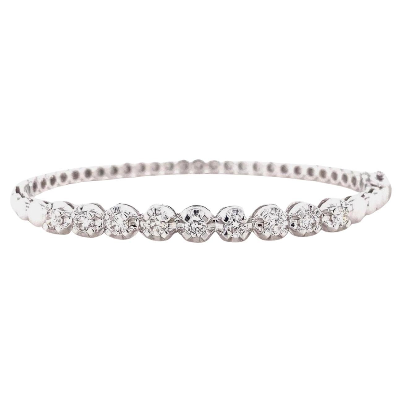 Solitaire Natural Diamond Statement Stack Bracelet in 14K Solid Gold (Certified)