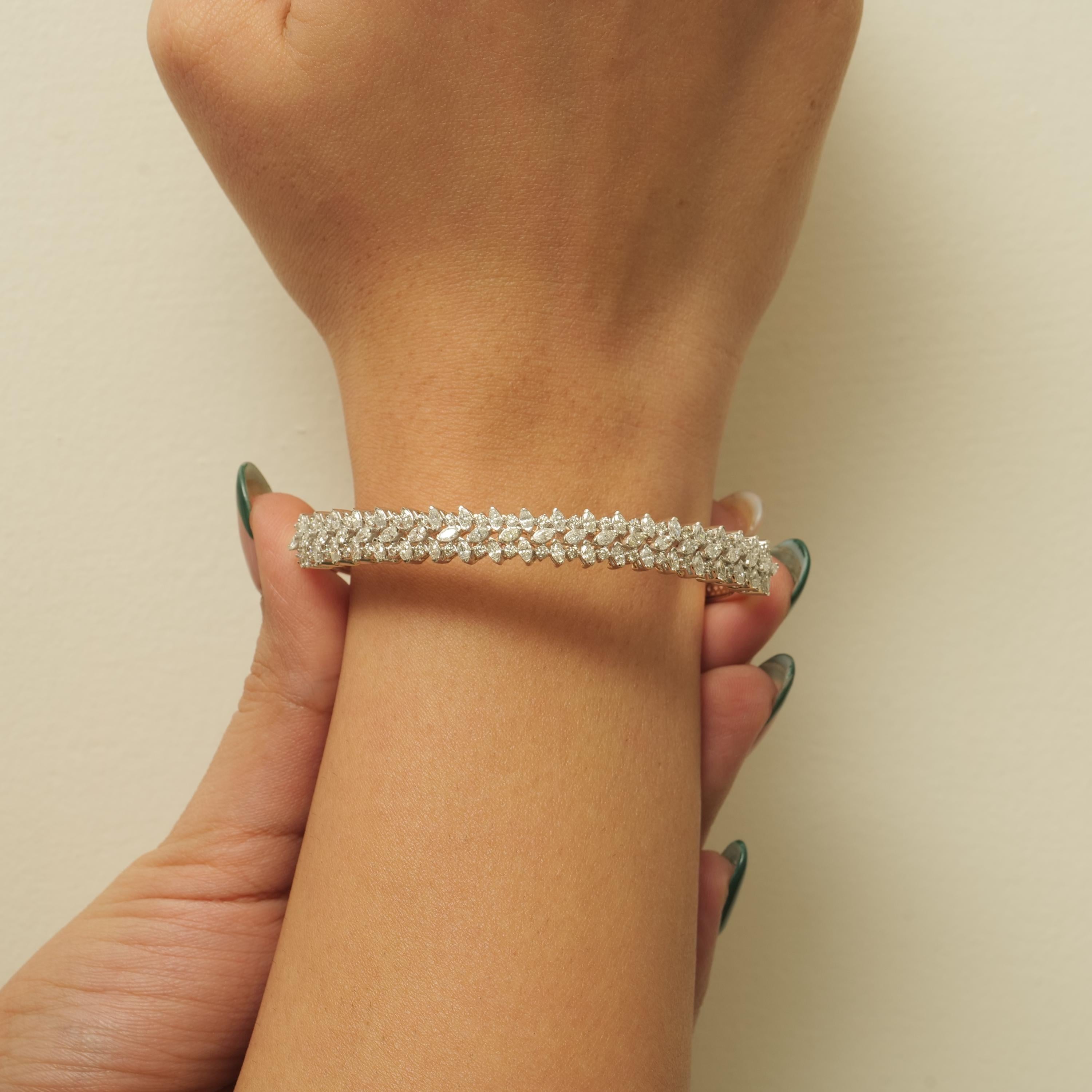 Pulsera con Declaración de Diamantes Florales en Oro Macizo de 14 K (Certificado) Art Decó en venta
