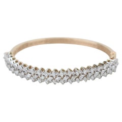 Floral Natural Diamond Statement Bracelet In 14K Solid Gold (Certified)