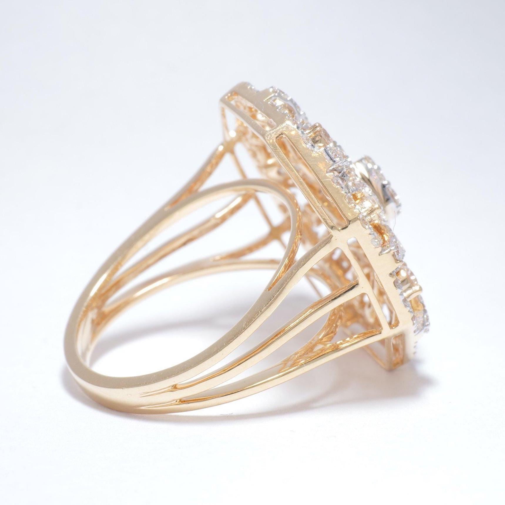 Bague cocktail octogonale en or massif 14k (certifié) Pour femmes en vente