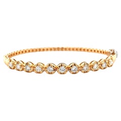 Solitaire Natural Diamond Stack Statement Bracelet in 14K Solid Gold (Certified)