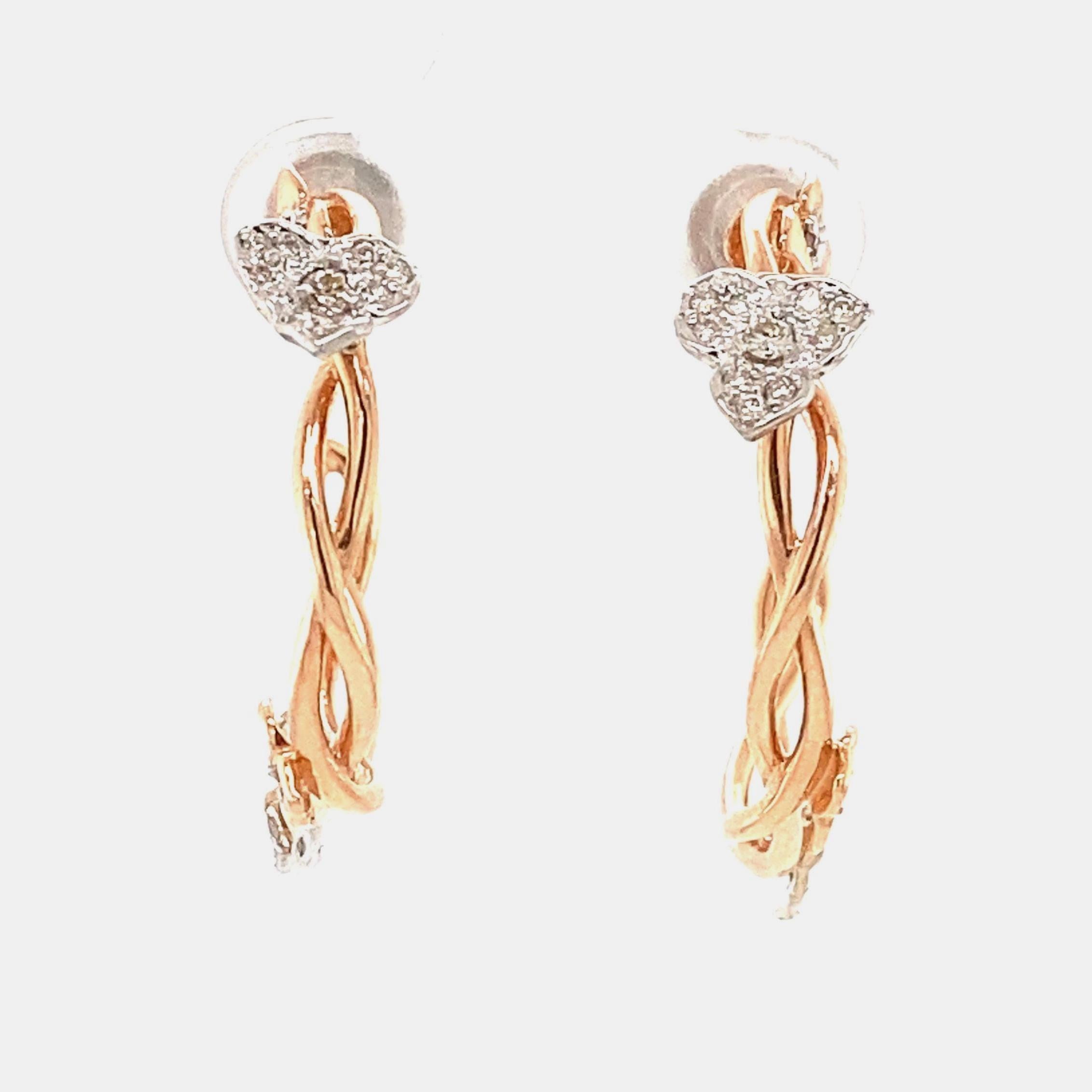 Taglio rotondo Orecchini a cerchio con diamanti in oro massiccio 14K (certificati) in vendita