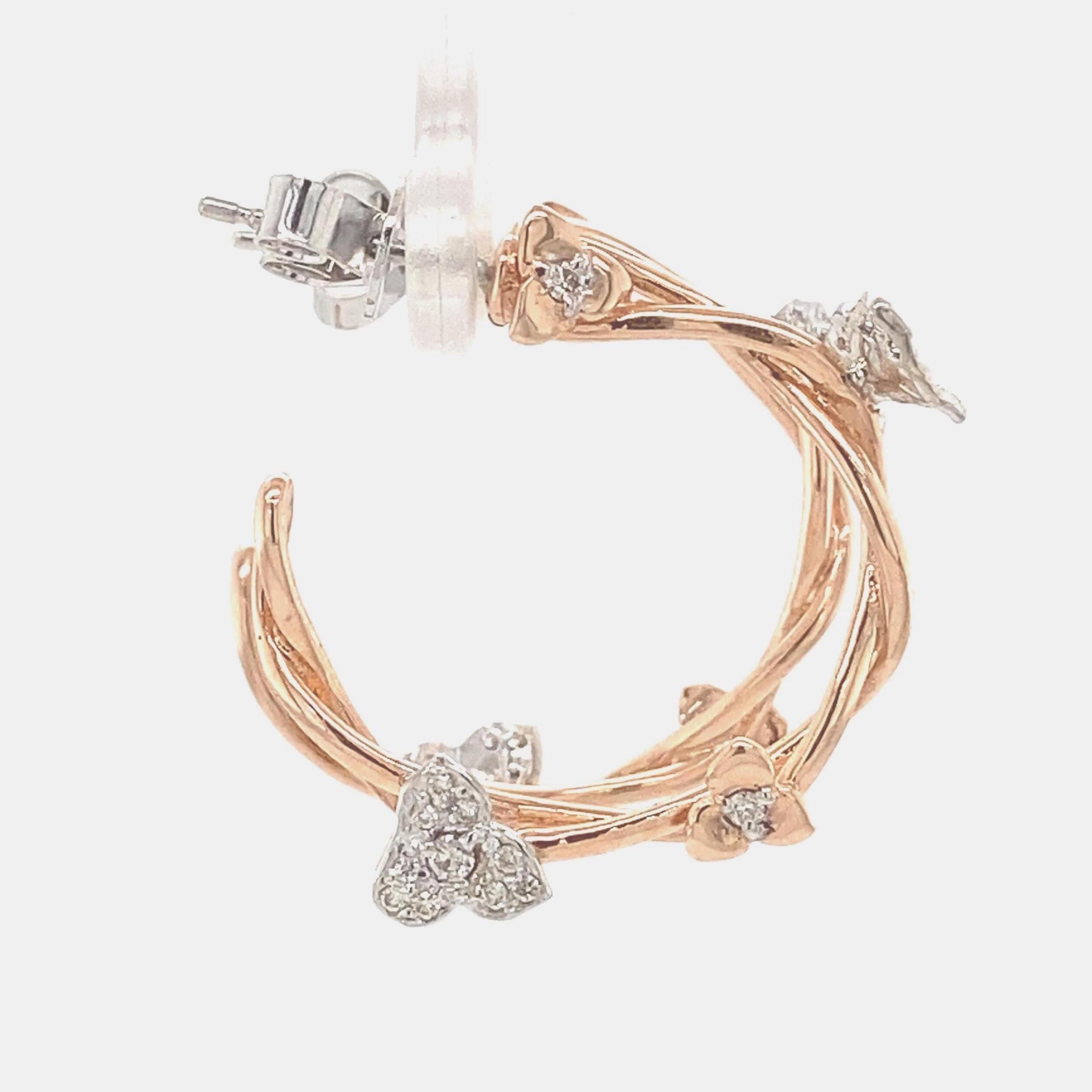 Donna Orecchini a cerchio con diamanti in oro massiccio 14K (certificati) in vendita