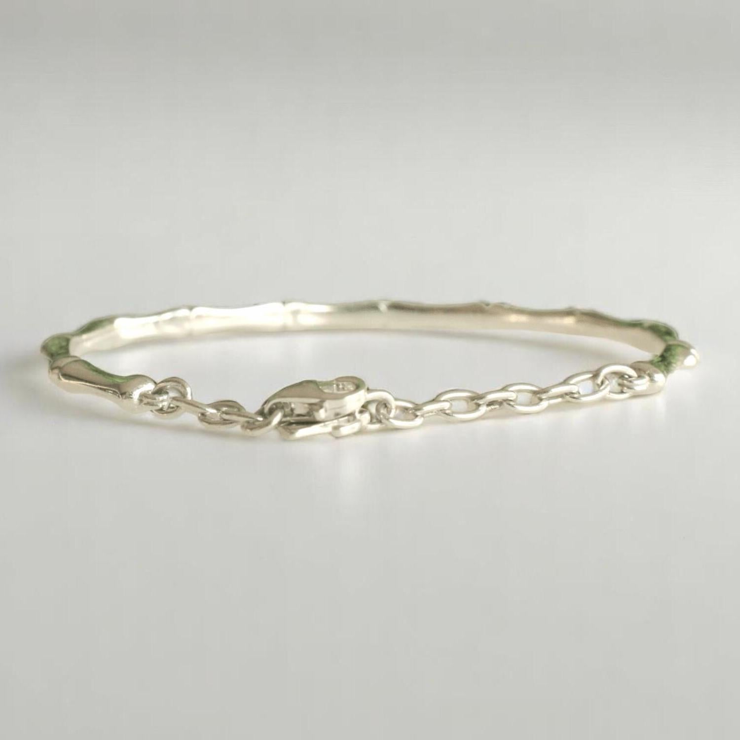 Donna Bracciale Bamboo Diamond in oro massiccio 14K (certificato) in vendita