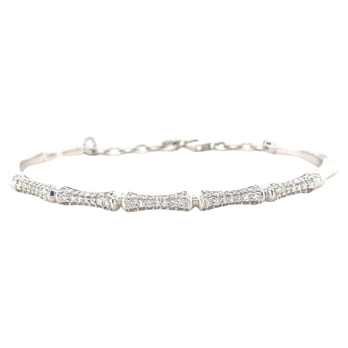 Bamboo Natural Diamond Bracelet in 14K Solid Gold (Certified) For Sale