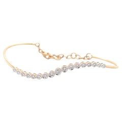 Bezel Natural Diamond Butterfly Charm Bracelet in 14K Solid Gold (Certified)