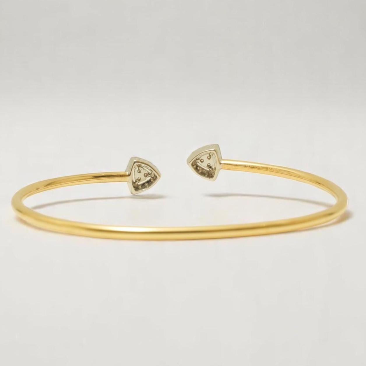 Donna Bracciale Triangle Cuff Halo Diamond in oro massiccio 14K (certificato) in vendita