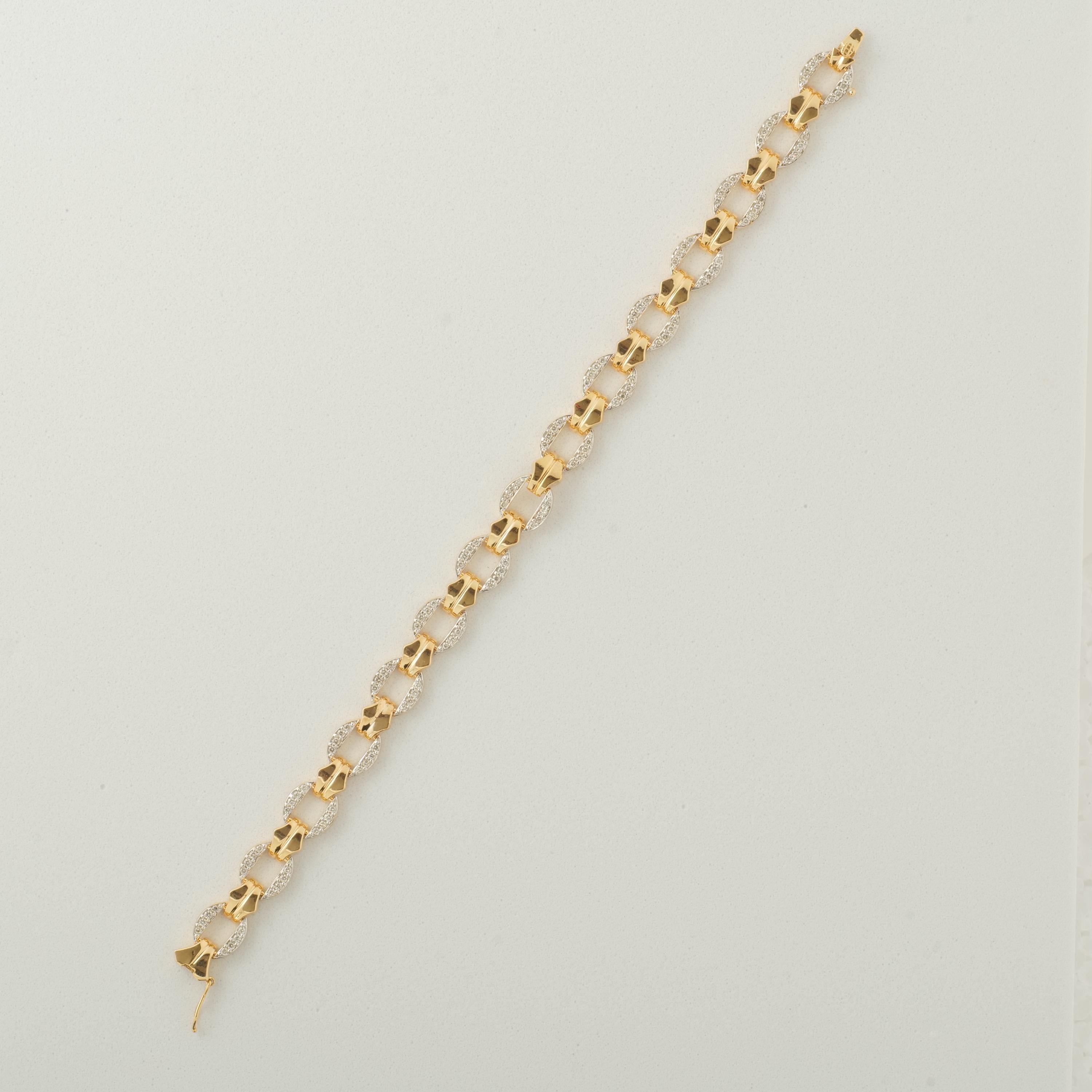 Pulsera de eslabones con cadena de diamantes para hombre en oro macizo de 14 quilates (certificado) en Nuevo estado para la venta en New Delhi, DL