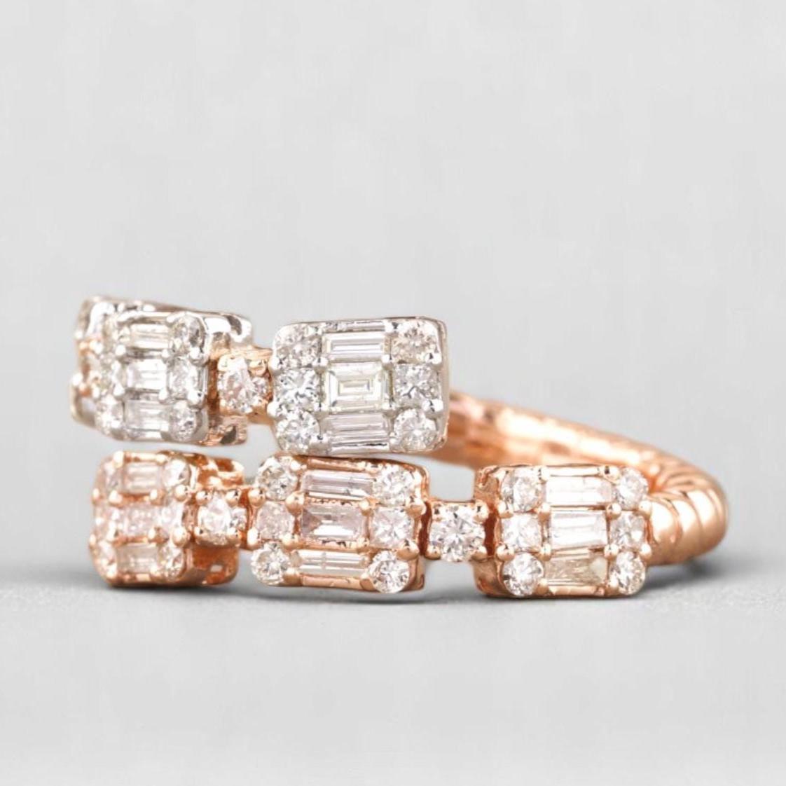 Bague à double anneau en or massif 14K avec diamant (certifié) Neuf - En vente à New Delhi, DL