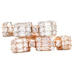 Double Band Diamond Two Toned Ring in 14K Solid Gold (Certified)