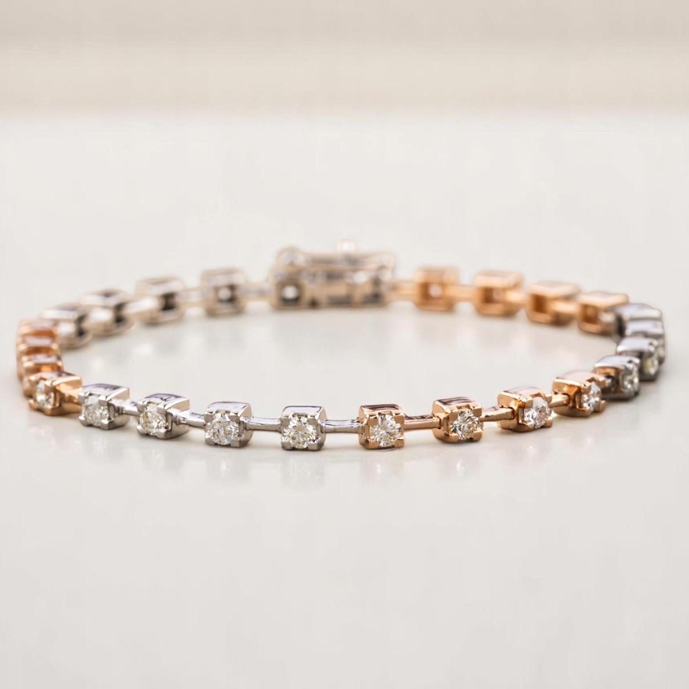 Pulsera de tenis de diamantes en oro macizo de 14 quilates (certificada) en Nuevo estado para la venta en New Delhi, DL
