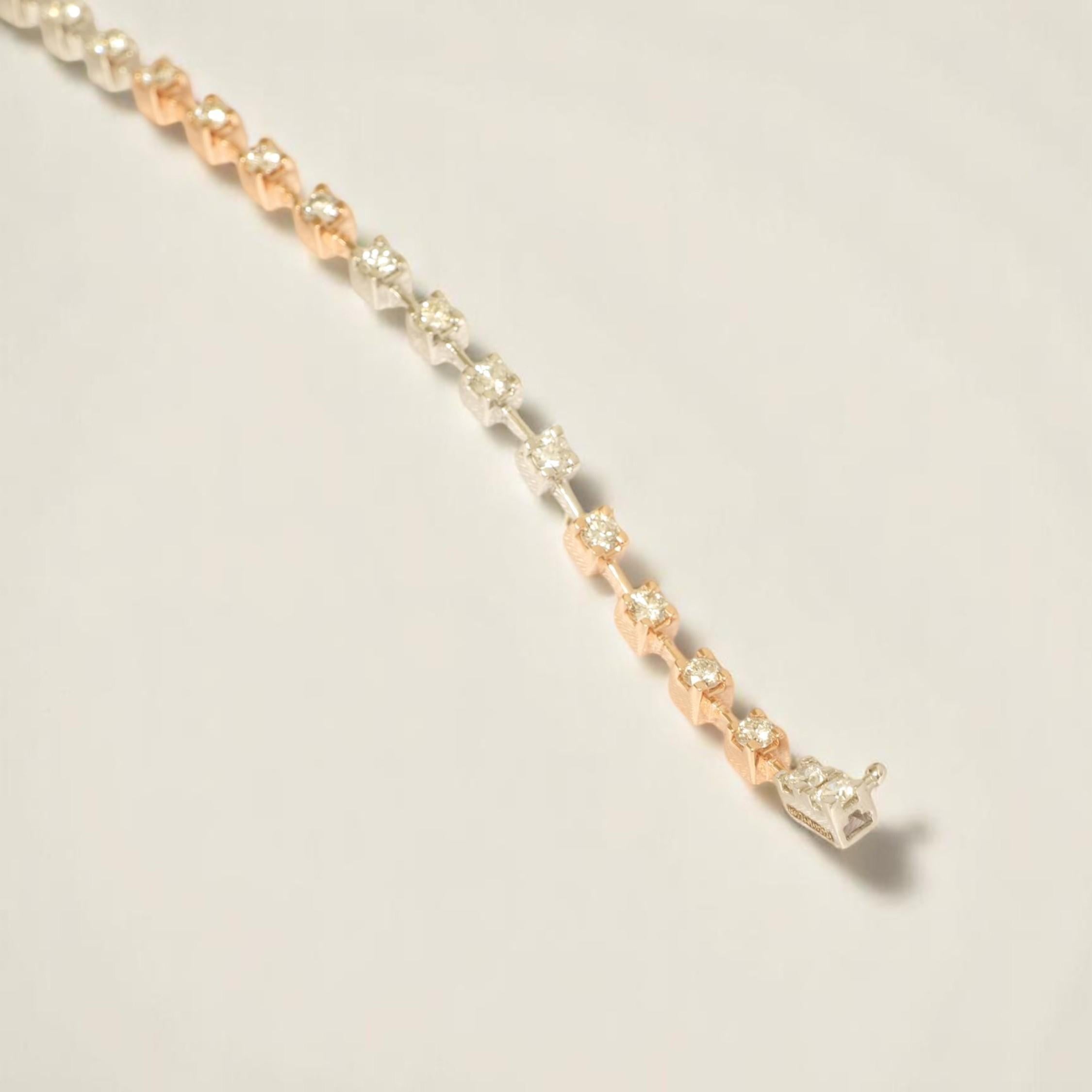 Pulsera de tenis de diamantes en oro macizo de 14 quilates (certificada) en venta 2