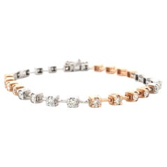Natural Diamond Tennis Dual Tone Bracelet in 14K Solid Gold (Certified)