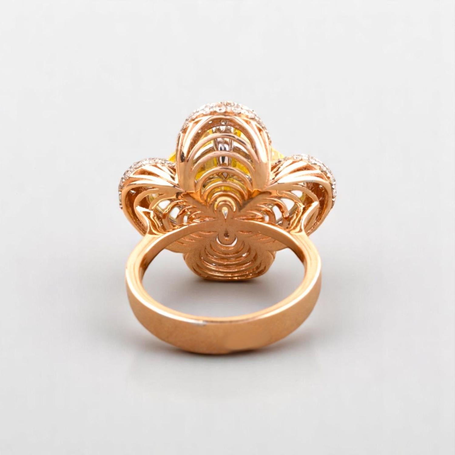 Citrin-Diamantring aus massivem 14-karätigem Gold (zertifiziert) im Zustand „Neu“ im Angebot in New Delhi, DL