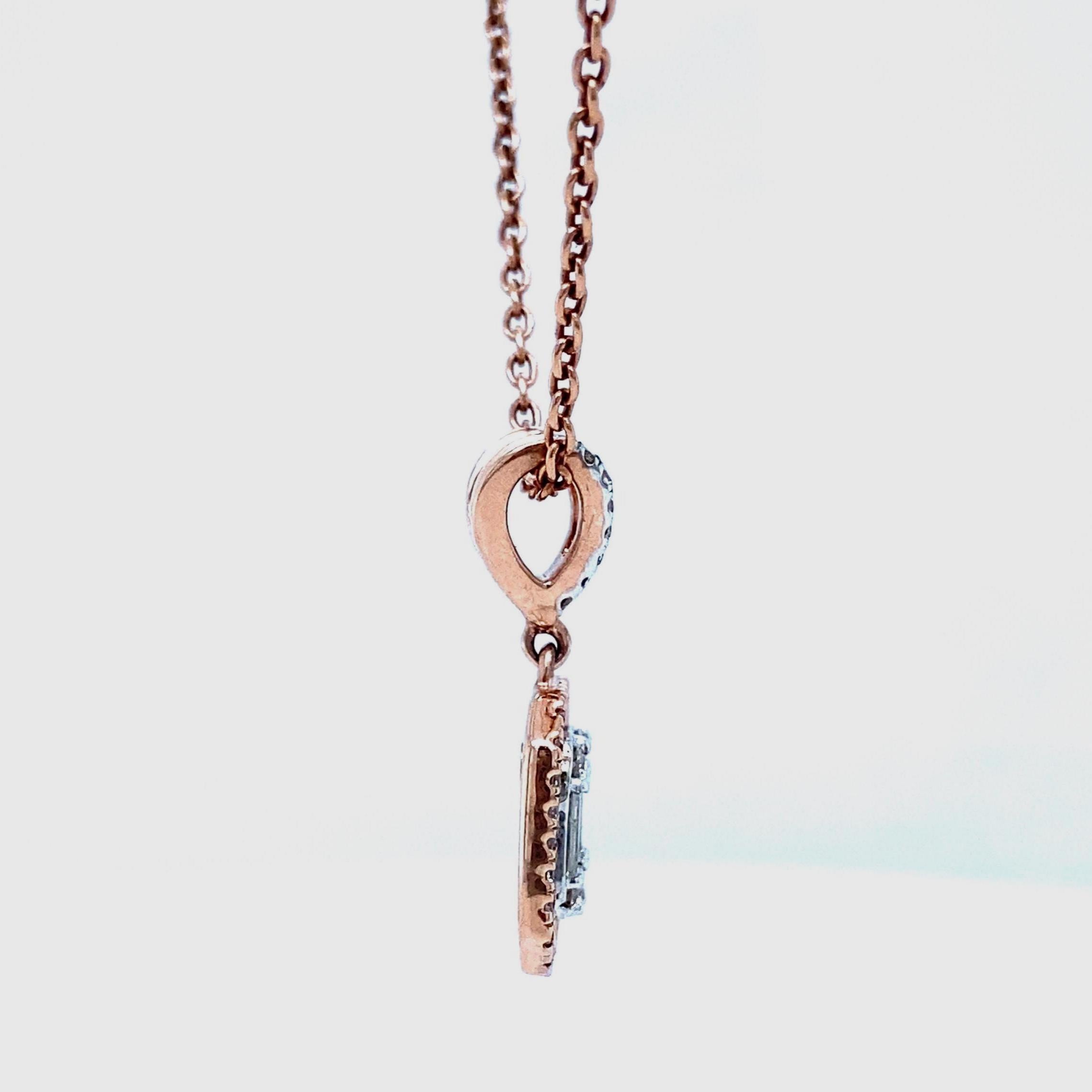De las mujeres Collar Colgante de Diamantes Baguette y Redondos en Oro Macizo de 14 K (Certificado) en venta