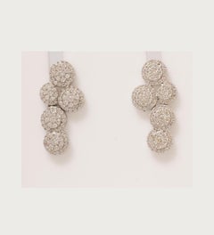 Boucles d'oreilles en or massif 14k avec diamant en grappe (certifié)