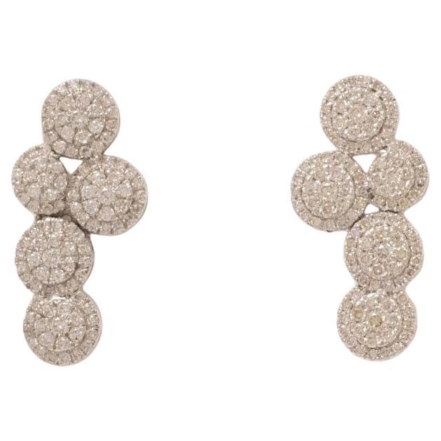 Pendientes de oro macizo de 14k con diamantes en racimo (certificados)