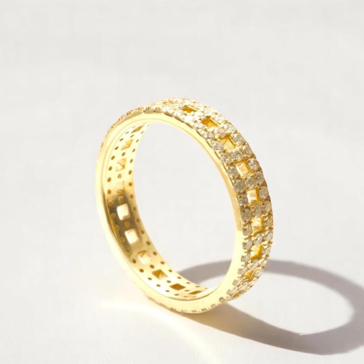 Art déco Bague d'éternité en or massif 14K (certifié) en vente