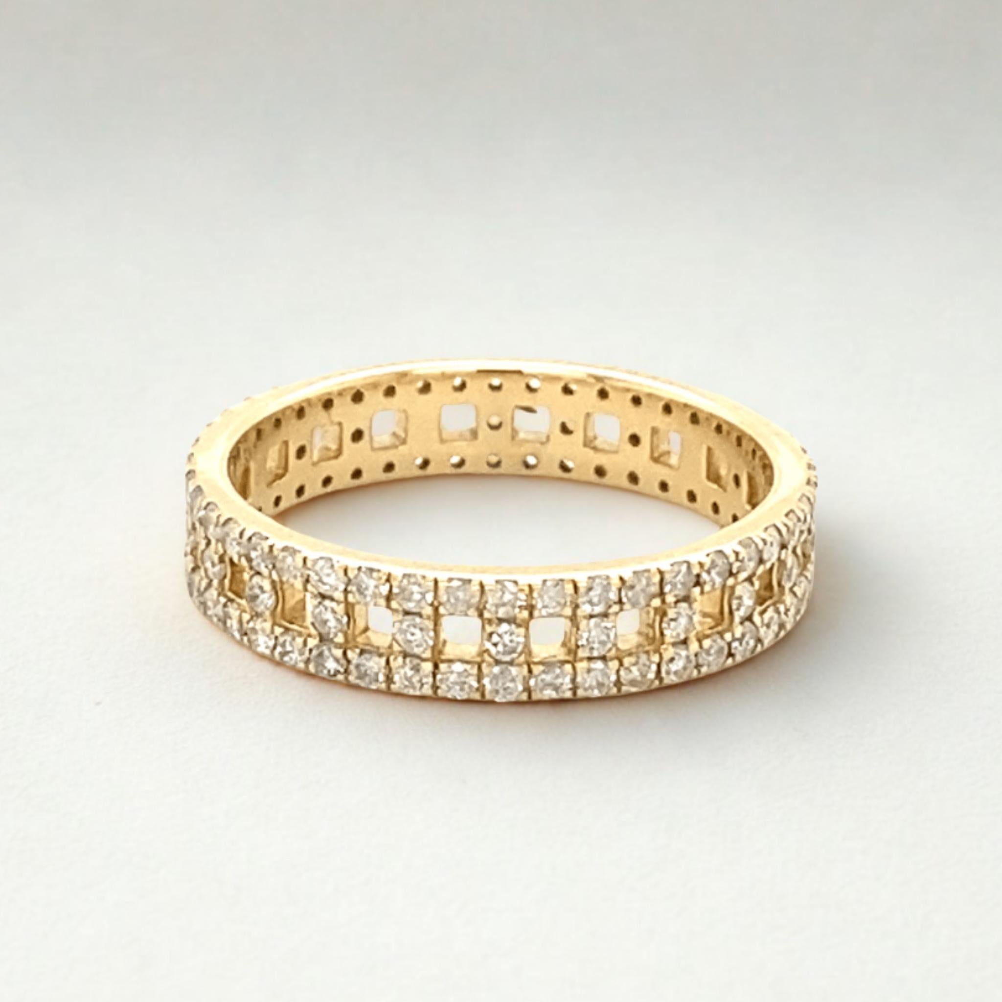 Taille ronde Bague d'éternité en or massif 14K (certifié) en vente