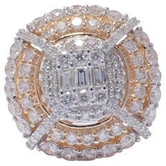 Baguette Cluster Natural Diamond Ring in 14k Solid Gold (Certified)