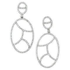 Oval Dangle Diamond Earrings In 14k Solid Gold (Certified)