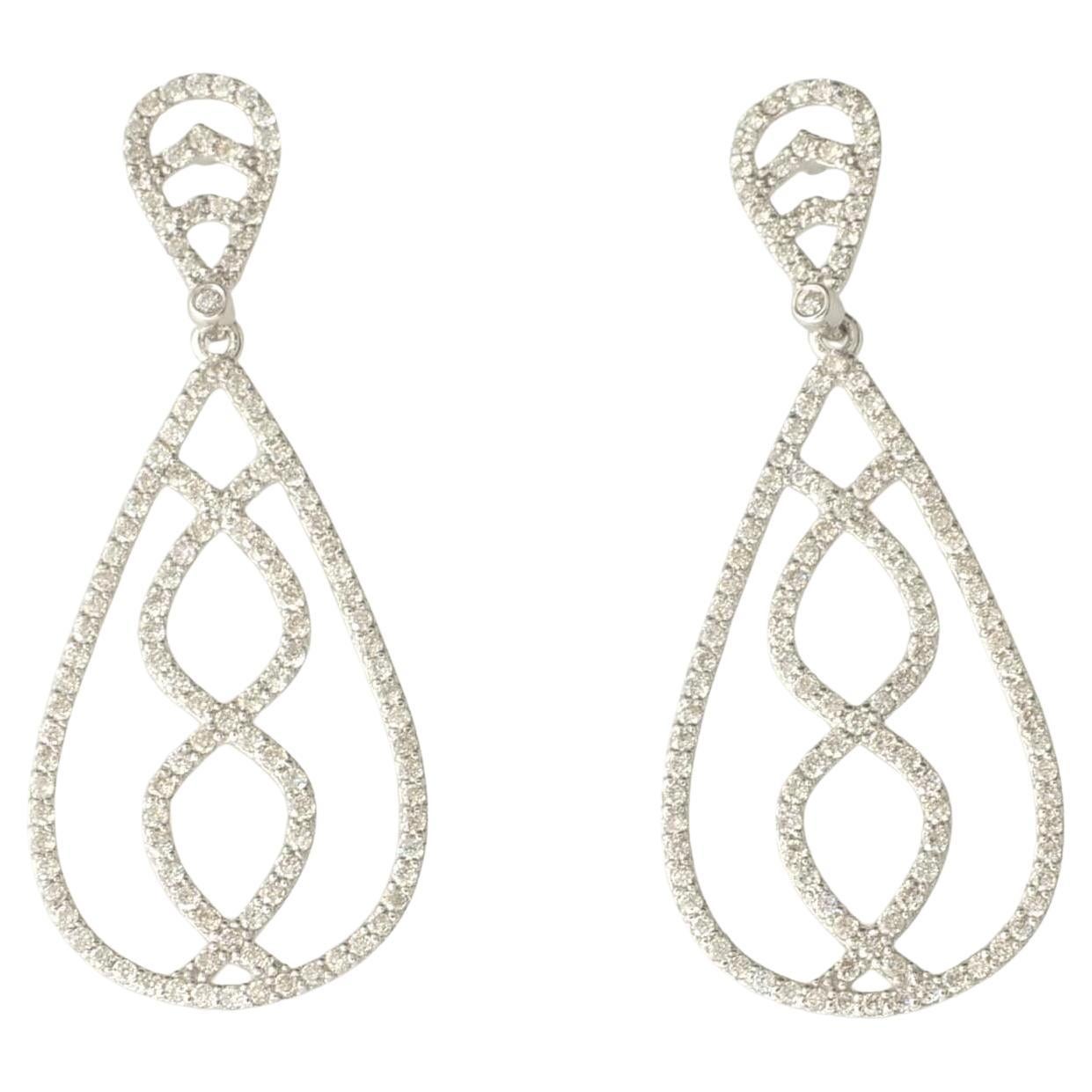 Dangle Diamond Teardrop Chandelier Earrings in 14K Solid Gold (Certified) For Sale